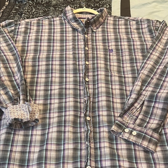 Cinch Purple & Gray Plaid Button-Down Shirt - Picture 3 of 10